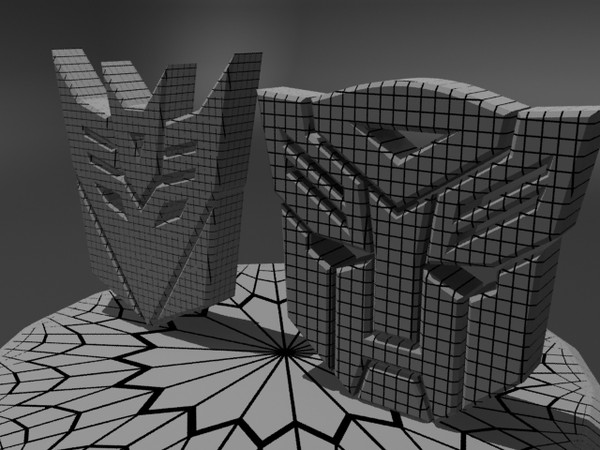 3d model logos scratched metal - AutobotsDecepticons Logo Metal... by christiano247